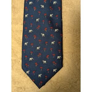 Men’s LUCIANO FIRENZE 100% Silk Tie Blue Elephant And Palm Pattern Dad Gift